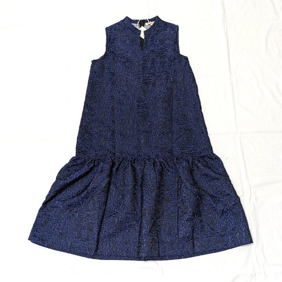Exline Jumper A-line Midi Sleeveless Dress, Black/Blue Size L New - Picture 1 of 3